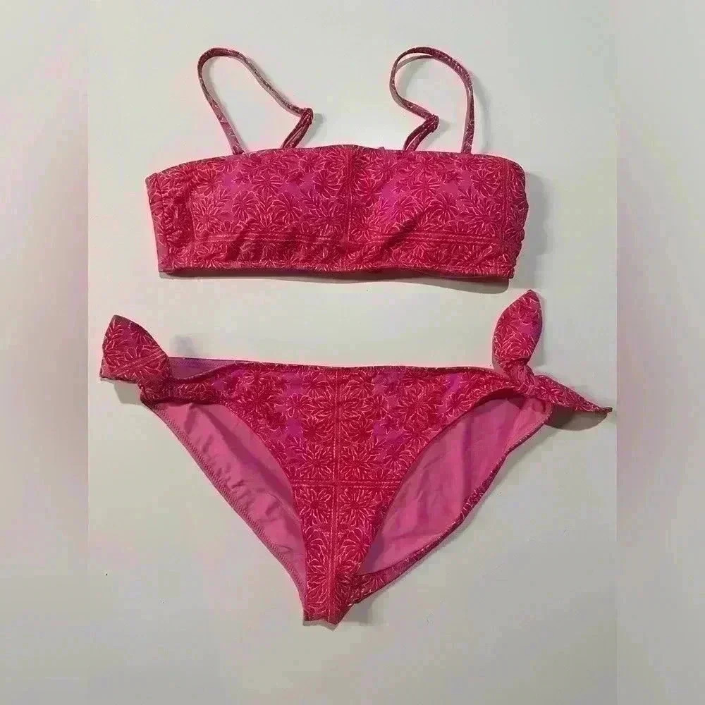 EUC Women’s Vineyard Vines 2-piece bikini, Size M, red/pink, tie back/bottoms